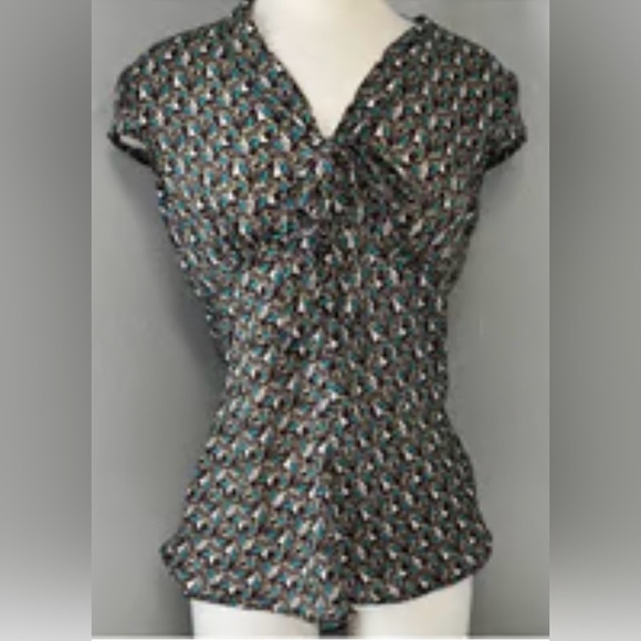 A. BYER v-neck sailor tie semi-sheer cap sleeve tunic made in U.S.A. size 2X - Picture 1 of 12